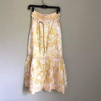 NWT Authentic ZIMMERMANN Lyre Linen Midi Skirt Size AU 1/ US 4-6 • $380