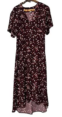 H&M Women's Size 6 Floral Retro V Neck Pullover Summer Dress Flutter Sleeve • $17.99
