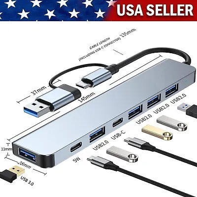 7 In 1 Multiport USB-C Hub Type-C To USB 3.0/2.0 Multi-hub Dock Splitter Adapter • $12.99