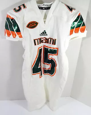 2015-16 Miami Hurricanes #45 Game Used White Jersey Name Plate Removed L DP51995 • $124.99