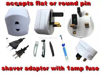 Shaving Plug Adapter Fused Electric Shaver Epilator Toothbrush 2 To UK 3Pin 250v • £3.98