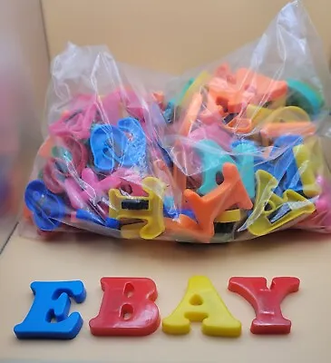 Bag Of Mixed Colors And Sizes Plastic Magnetic Fridge Alphabet Letters Numbers • $10