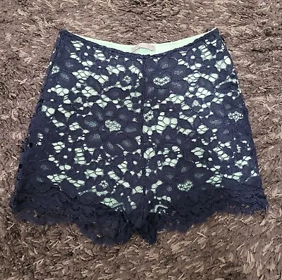 £2.99 • Buy Zara Blue Lace Shorts Size 6 - 8 Small Mex 26