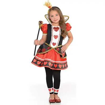 Kid Girls Wonderland Queen Of Hearts Fairy Tale Book Day Fancy Dress Costume • £26.07
