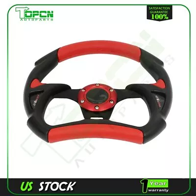 New PVC Universal JDM 6 Hole Bolt Lug 320mm Racing Steering Wheel W/ HORN BUTTON • $21.86