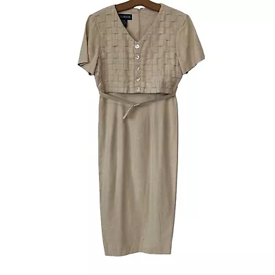 J.G. Hook Vintage Shift Dress Women Basketweave Neutral Career Casual Preppy • $33.59