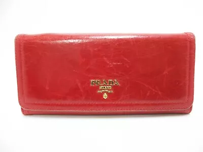 PRADA Bifold Long Wallet 1M1132 Red Leather • $88.50