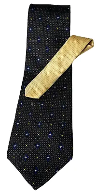 Tommy Hilfiger Silk Neck Tie 2 Tone Vtg Charcoal /Gold Geo   60  L X 4  W • $34