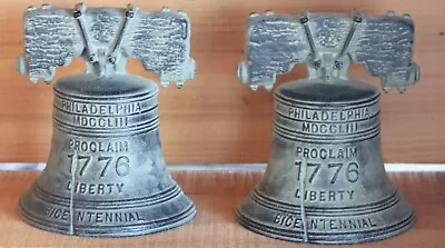 Vintage 1976 Virginia Metalcrafters Verdi Gris Liberty Bell Bookends • $59.99