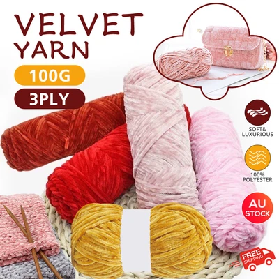 $2.49 • Buy 100g Velvet Knitting Yarn Super Soft Chunky Crochet Ball Craft 3PLY Multi Colors