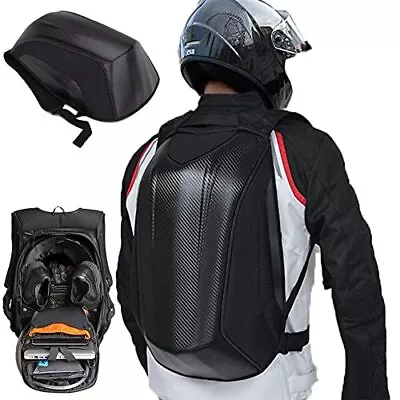 Motorcycle Backpack Waterproof Bag Men Hard Shell Backpack Carbon Fiber Storage • $50.99