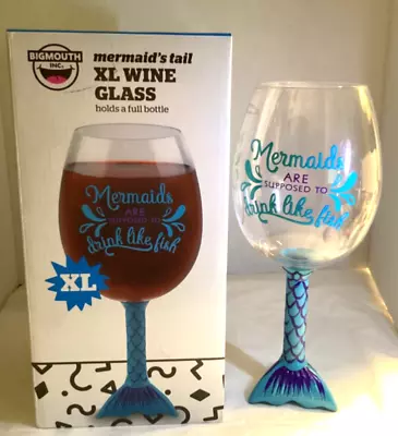 BigMouth Inc. 750mL Mermaid's Tail XL Giant Wine Glass With Funny Saying New • $14