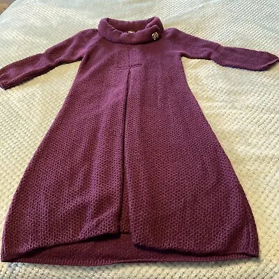 Miss Sixty Knit Sweater Dress Made In Italy Xs Purple Jewel Collar Knee Length • $24.99