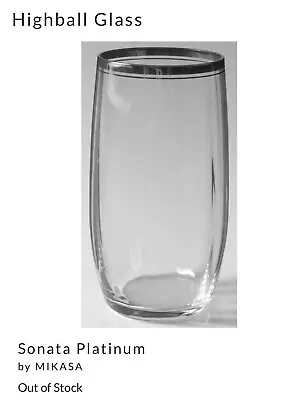 Set Mikasa Platinum Sonata Crystal:  16 Water Goblets 12 Highball Glass 10 Tea • $398