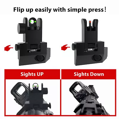 Tactical Folding Back Up Iron Sight Picatinny Rail Flip Up Front Rear Sights Set • $20.35