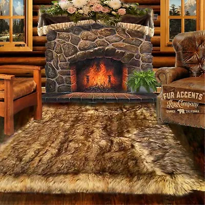 $299.99 • Buy Coyote, Tan Wolf Shag, Faux Fur Area Rug, Rectangle, Room Carpet, Bonded Suede