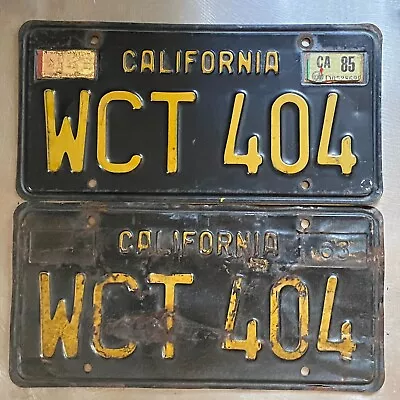 Original Pair Of 1963 California License Plates Vintage 1960's YOM - DMV CLEAR • $79