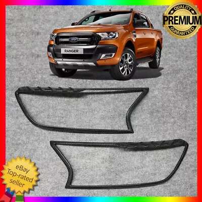 Carbon Fiber Finish Head Light Trim Cover To Suit Ford Ranger PX MK2 2015-2020 • $40.50