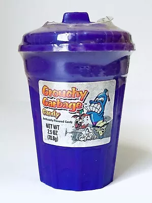 $75 • Buy RARE Vintage 1999 Ftcc GROUCHY GARBAGE CANDY Container VIOLET Bubble Gum Pez 3”
