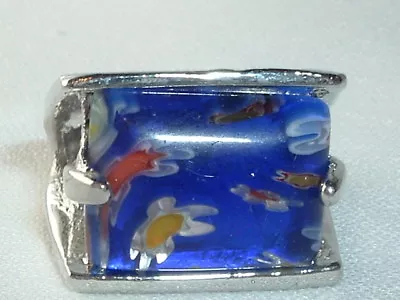 Retro Millefiori Blue Murano Glass Ring Size 5 1/4 • $19.80