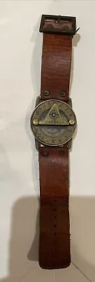 Pandeia Compass Sundial Watch With Leather Strap #249 Dark Brown Gypsy Stone • $99.99