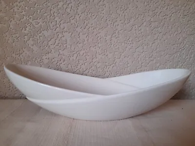 Marks And Spencer Glaze Ceramic Porcelain Cream Canoe Dish Serving Bowl 33.5cm • £14.99
