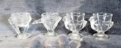 Set Of 4 Vintage Clear Glass Bird Egg Cup Holders Made In France. • $10.95