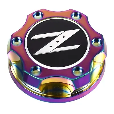 V2 Neo Chrome Billet Oil Cap Filler Black Z Emblem For Nismo GTR 350z 370z 240SX • $54.77