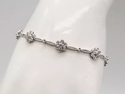 Designer $5000 2ct Si1 H Diamond DAISY FLOWER 14k White Gold Tennis Bracelet • $950