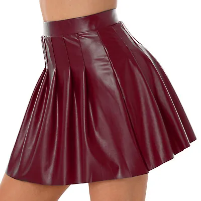 $16.65 • Buy Women High Waist Pu Leather Skirt Side Invisible Zipper A-line Flared Miniskirt
