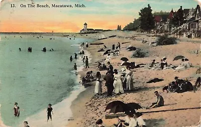 On The Beach-Macatawa Michigan Vintage PC Posted 1917 • $19.99