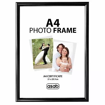 Black Photo Frame Picture Poster Wood Effect A4 Smooth Frame 30cm X 21cm • £4.98