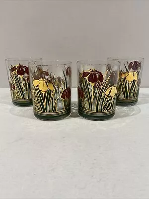 Vintage Culver Iris Cinnabar Lowball Glass Mid Century 22KT - Set Of 4 Glasses • $35.47