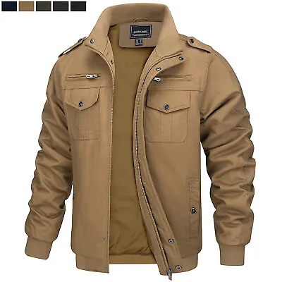 Men's Military Cargo Combat Cotton Work Coats Tactical Army Pilot Bomber Jacket • $49.98