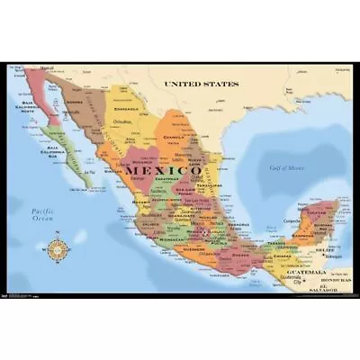 MEXICO - MAP POSTER - 22x34 - 15212 • $11.50