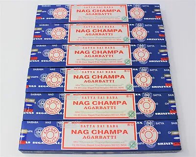 Original Blue Box Satya Nag Champa Incense Sticks: Bulk Lot 6 X 15 Gram Boxes • $9.80