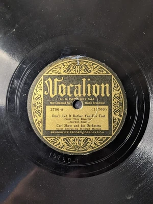 $22 • Buy Carl Shaw 78 Don't Let It Bother You / Out In The Cold Again 1934 2786 #173