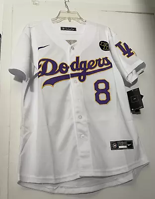 Kobe Bryant Los Angeles Dodgers #8 Front #24 Back KB Patch White Jersey • $55