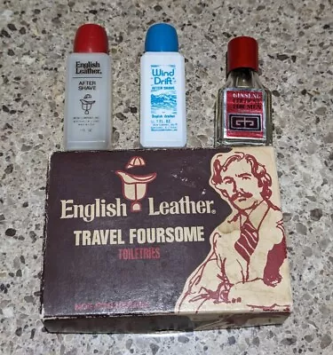 VTG 70s English Leather Aftershave Cologne Travel Gift Set Men Winddrift Ginseng • $21