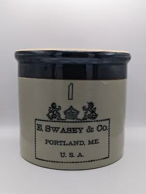 E. Swasey & Co. Portland ME. U.S.A. 1 Gallon Antique Stoneware Crock Looks Nice • $129.99