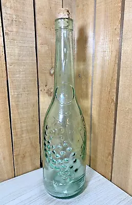 AM Vintage Wine Bottle Green Glass Embossed Grapes And Leaves 12  Tall With Cork • $19.99