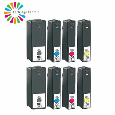8 CHIPPED INK CARTRIDGES FOR LEXMARK 100XL Impact S305 Interpret S405 PRINTER • £11.14