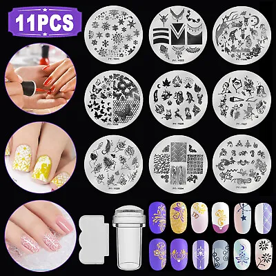 11PCS DIY Clear Jelly Silicone Nail Art Stamping Plate Stamper Scraper Manicure • $10.98