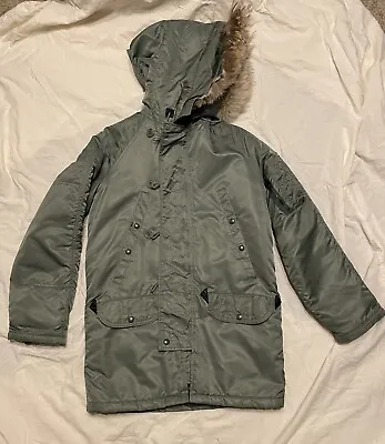 Mens Vtg Spiewak Golden Military Cold Weather Parka N-3B/F Green Fur Size 32 USA • $99