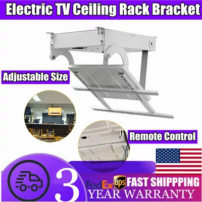 $399 • Buy 32”-70” Adjustable LED LCD TV Ceiling Rack Electric Hanger Lifter Remote 150lbs