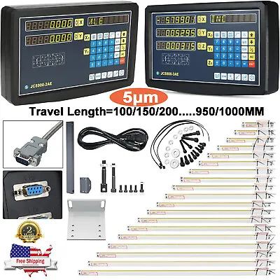 Precision 1μm Linear Scale DRO 2/3 Axis Digital Readout Glass Encoder Lathe Mill • $77.76