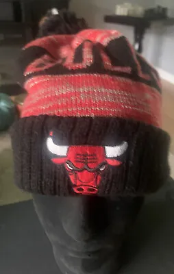 Mitchell & Ness Chicago Bulls Beanie Winter Hat Puff Ball Pom Pom • $24.99