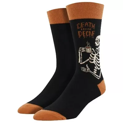 Socksmith Men's Crew Socks Death Before Decaf Skeleton Skull Novelty Footwear • $12