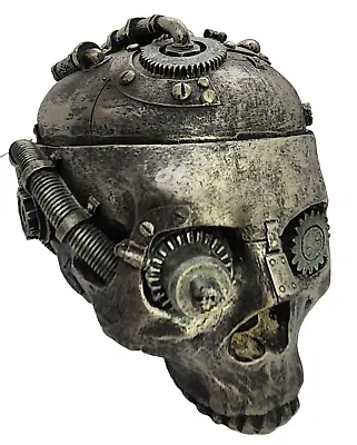 Steampunk Skull Containment Vessel Gothic Stash Box Statue Preowned Cyborg • $34.20