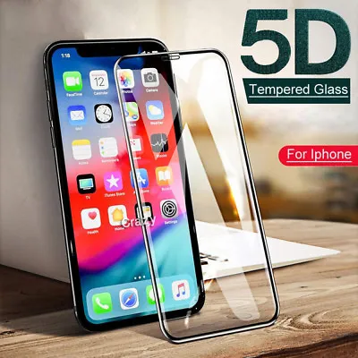 5D Apple IPhone X XS Max XR 6 6S 7 Full Coverage Tempered Glass Screen Protector • $4.99